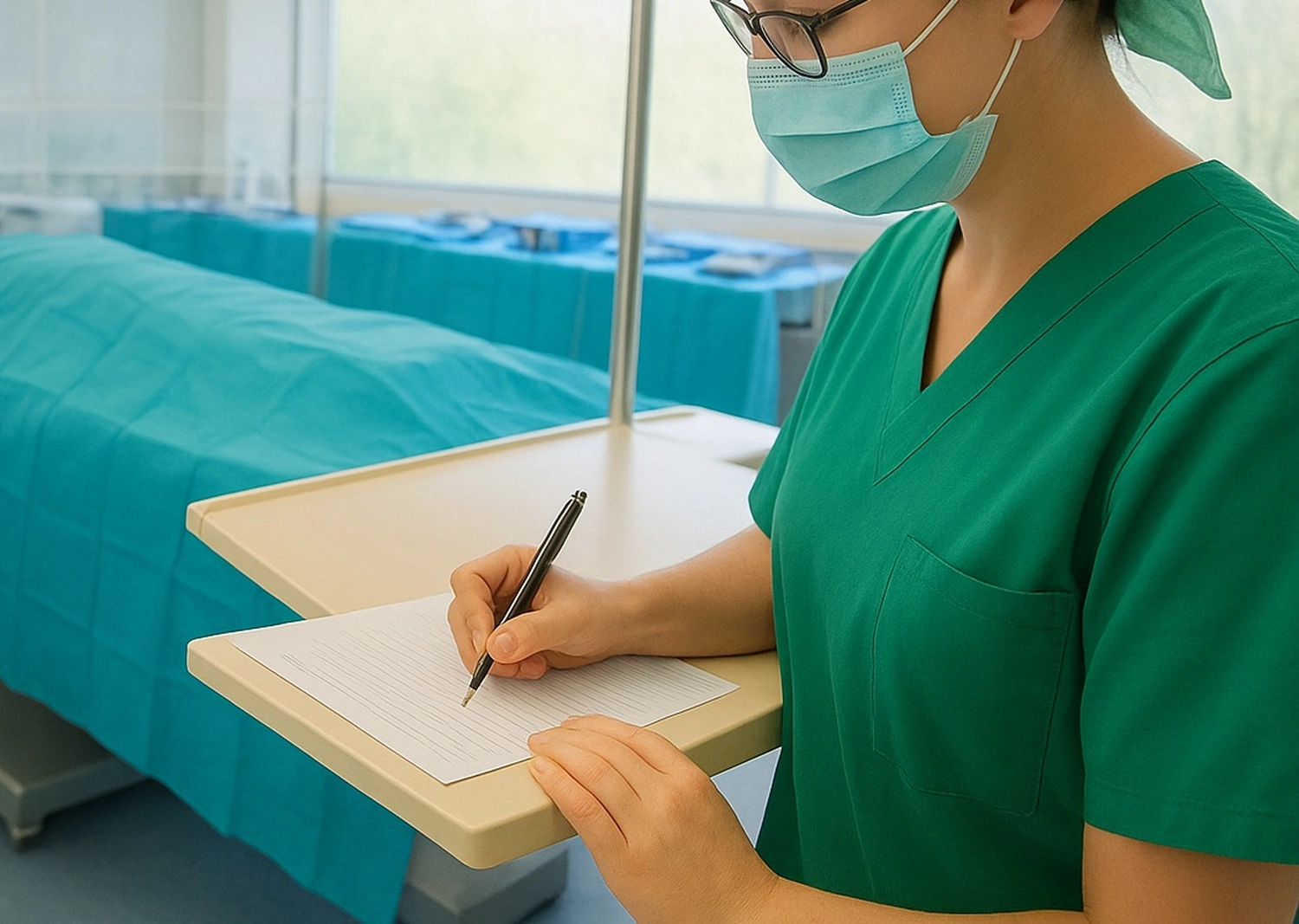 STENUM – Fachklinik für Orthopädie –Krankenschwester schreibt Notiz 